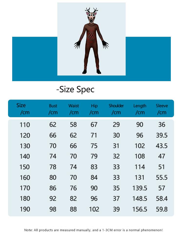 99 Nächte im Wald Hirsch Kinder Cosplay Kostüm Tier Hirsch Eule Cosplay Jumpsuit Halloween Party Kostüme für Erwachsene Kinder