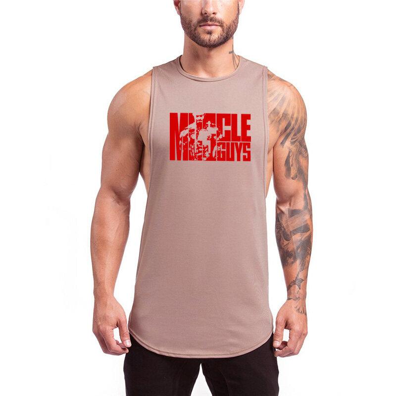 Muscleguys Men's Fitness Vest Men Muscle Sleeveless Cotton Sports Tank Top Bodybuilding Clothing Gym Tank top