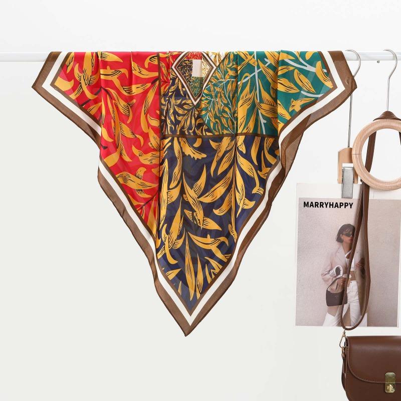Classic Vintage Checkered Print Imitation Silk Scarf For Spring Summer
