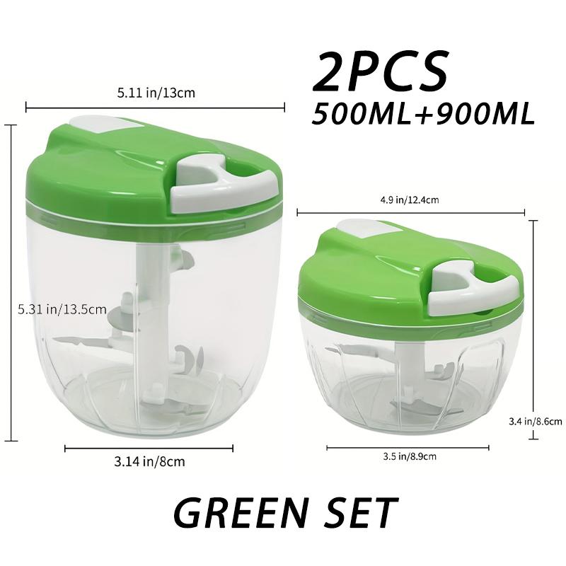 

2 шт. 500 мл + 900 мл ручной кухонный комбайн измельчитель овощей ручная рукоятка мясорубка для чеснока портативный лукорезка фрукты кухонные аксессуары