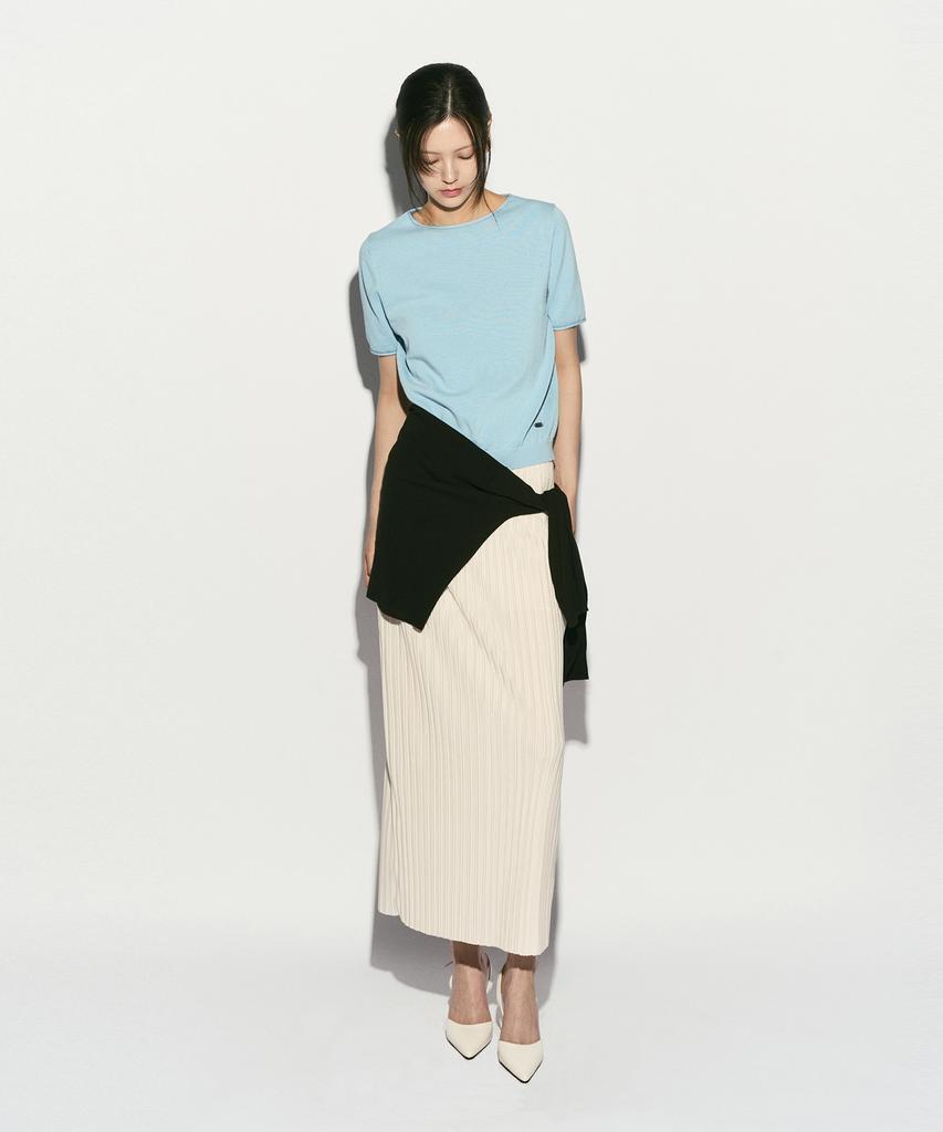 RE RHEE Half Sleeve Knit Top Cloud