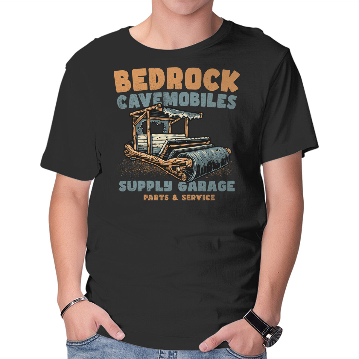 Unisex Crew Neck T-Shirt Cave Mobiles Supply Garage Graphic Short Sleeve Casual Tee M
