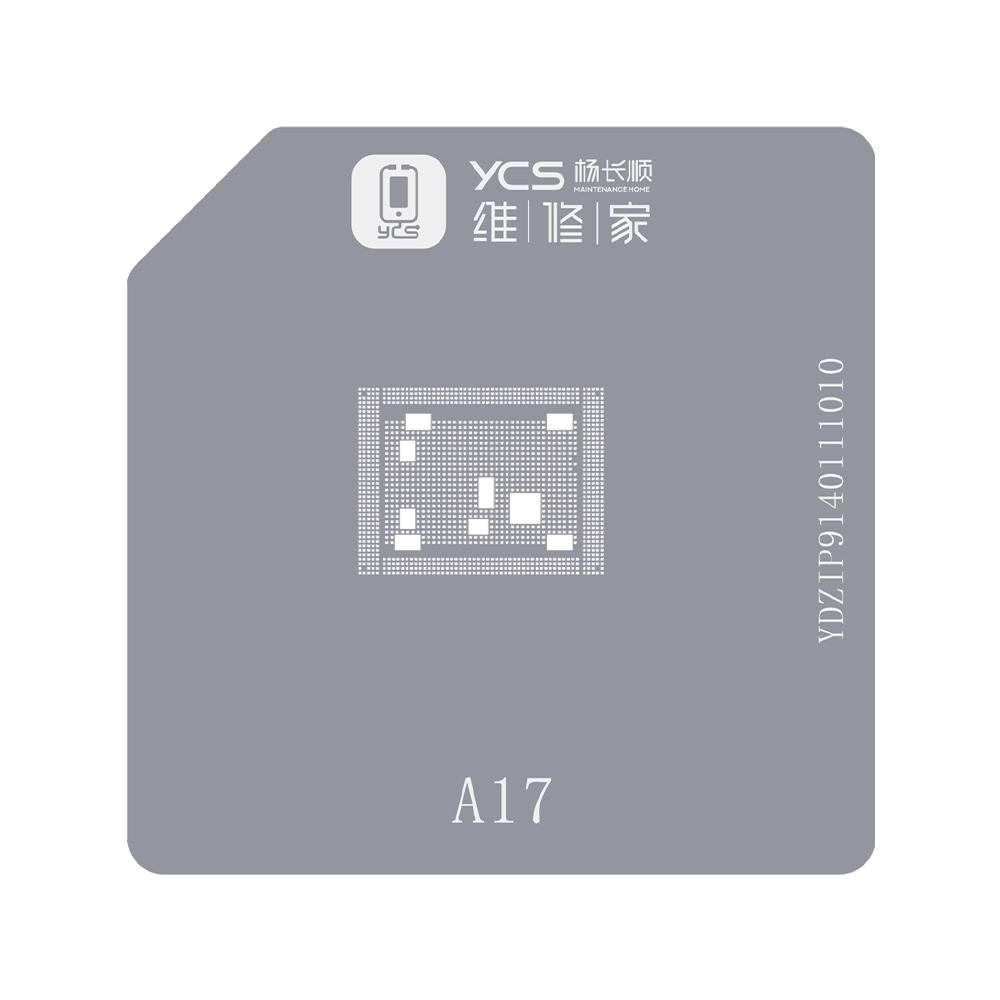YCS BGA Stencil for Iphone 6-15Pro Max CPU A8/A9/A10/A11/A12/A13/A14/A15/A16/A17 BGA Reballing Stencil Tin Planting Platform