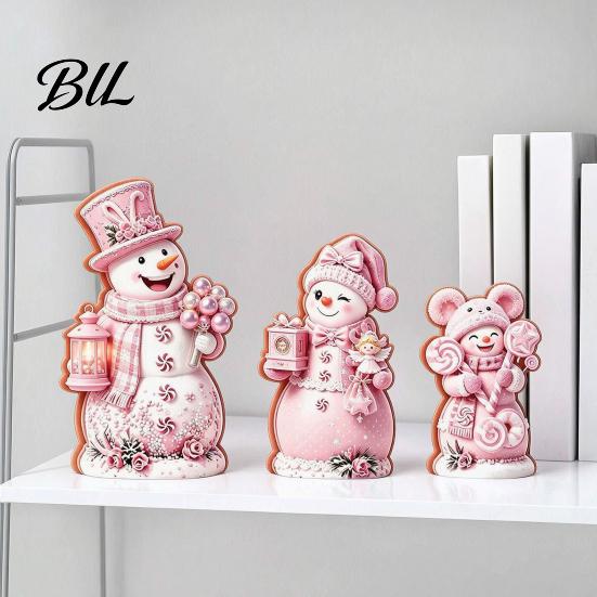 Wooden Snowman Ornaments 3PCS Christmas Ornaments, Decorative Cute Festive Figures, Indoor Winter Decorations High-definition Printing Crafts