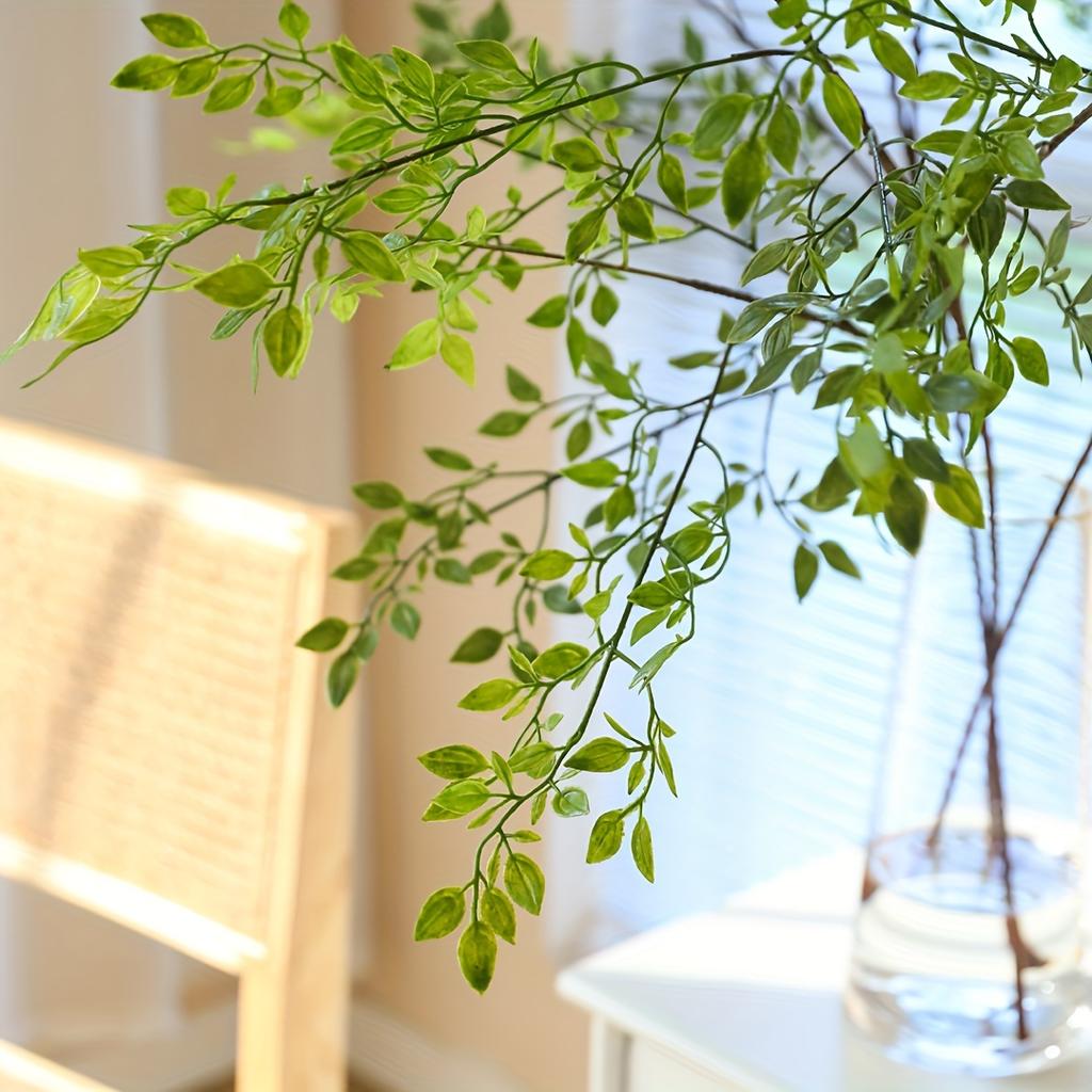 Artificial Green Nandina, Artificial Green Stems, Artificial Branches, Leaves, And Floral Arrangements for Vases, Bouquets, And Wedding Decorations.