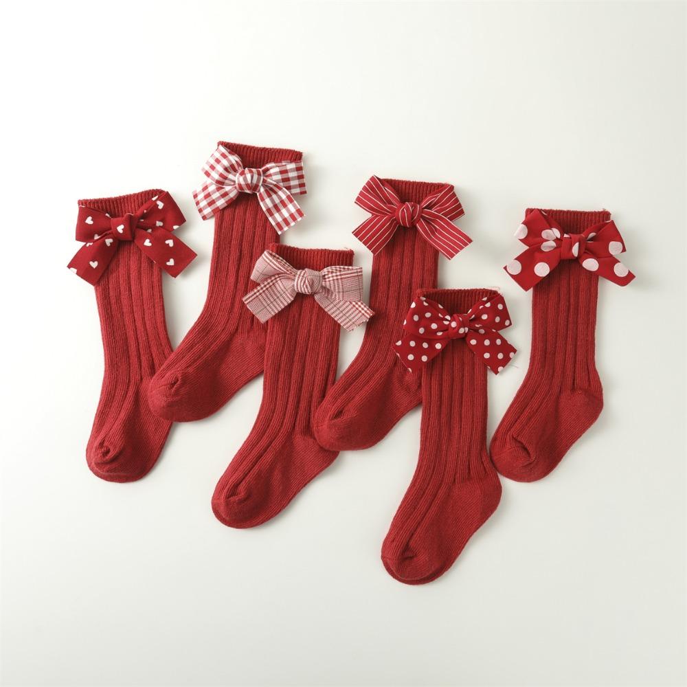 Bowknot Toddler Hosiery Casual Bow Middle Tube Socks New Red Socks Children