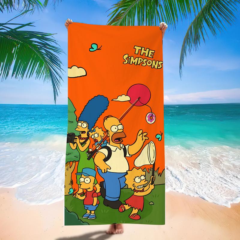 Popular Anime Cartoon Simpson Beach Towel Microfiber Quick-Drying Towel Strong Absorbent Bath Towel