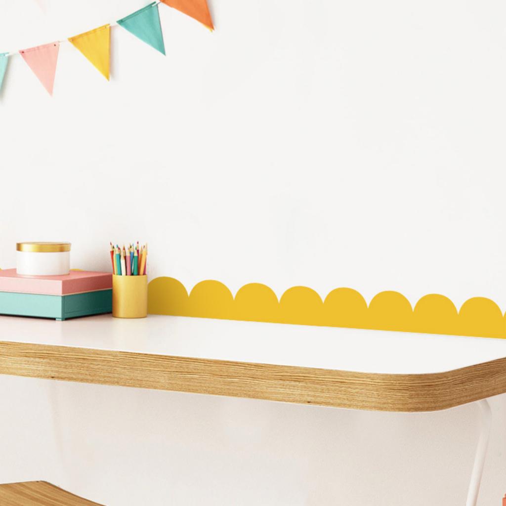 Yellow Wall Corner Line Decals, Carved Arch Geometric Wall Stickers for Cabinet and Wall Decor