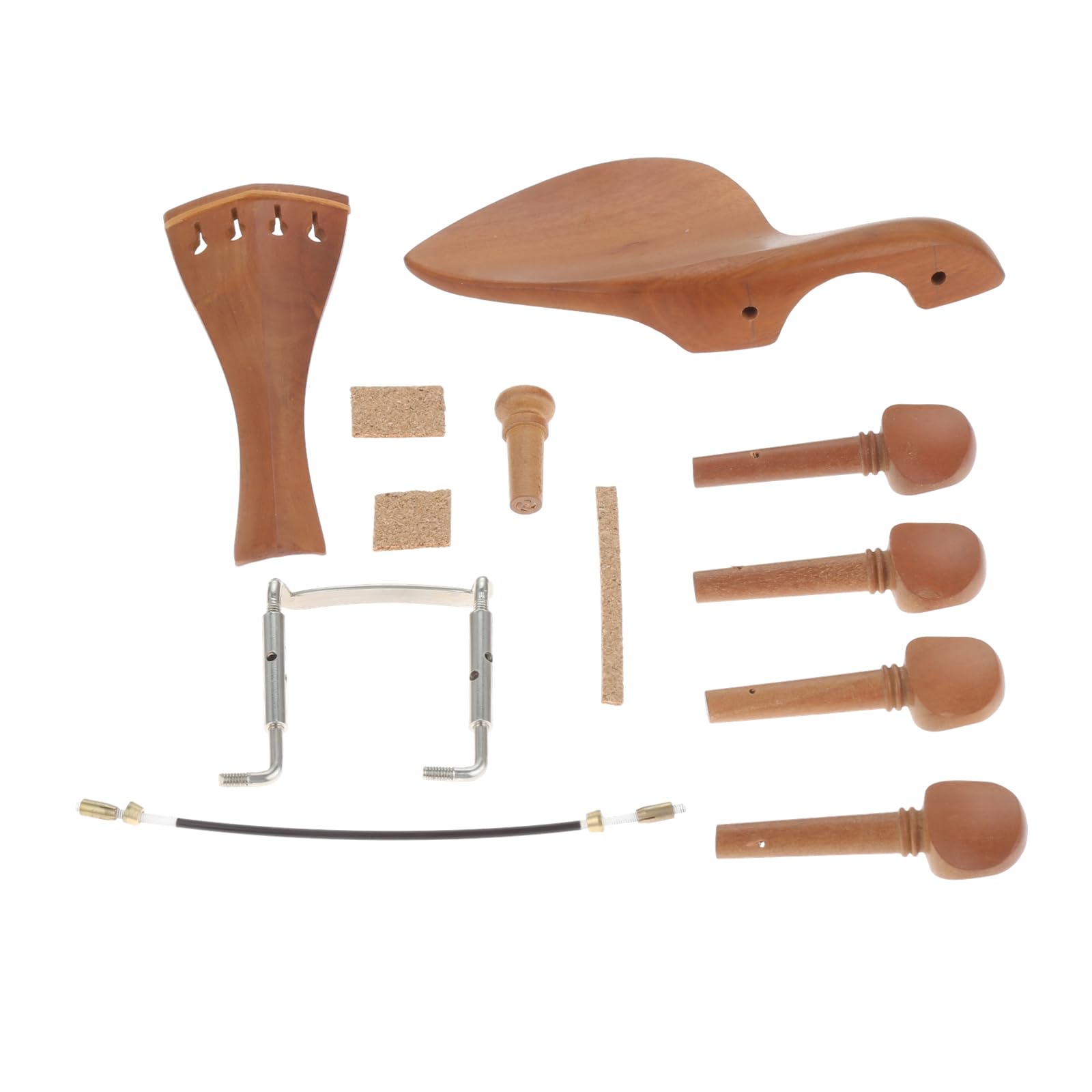 

Dreld Violin Fitting Set, 12-Piece Set, Made of Jujube Wood, Includes Chin Rest, Tailpiece, Tail Rope, Tuners, and Endpin, 44 Size, Rust-Resistant