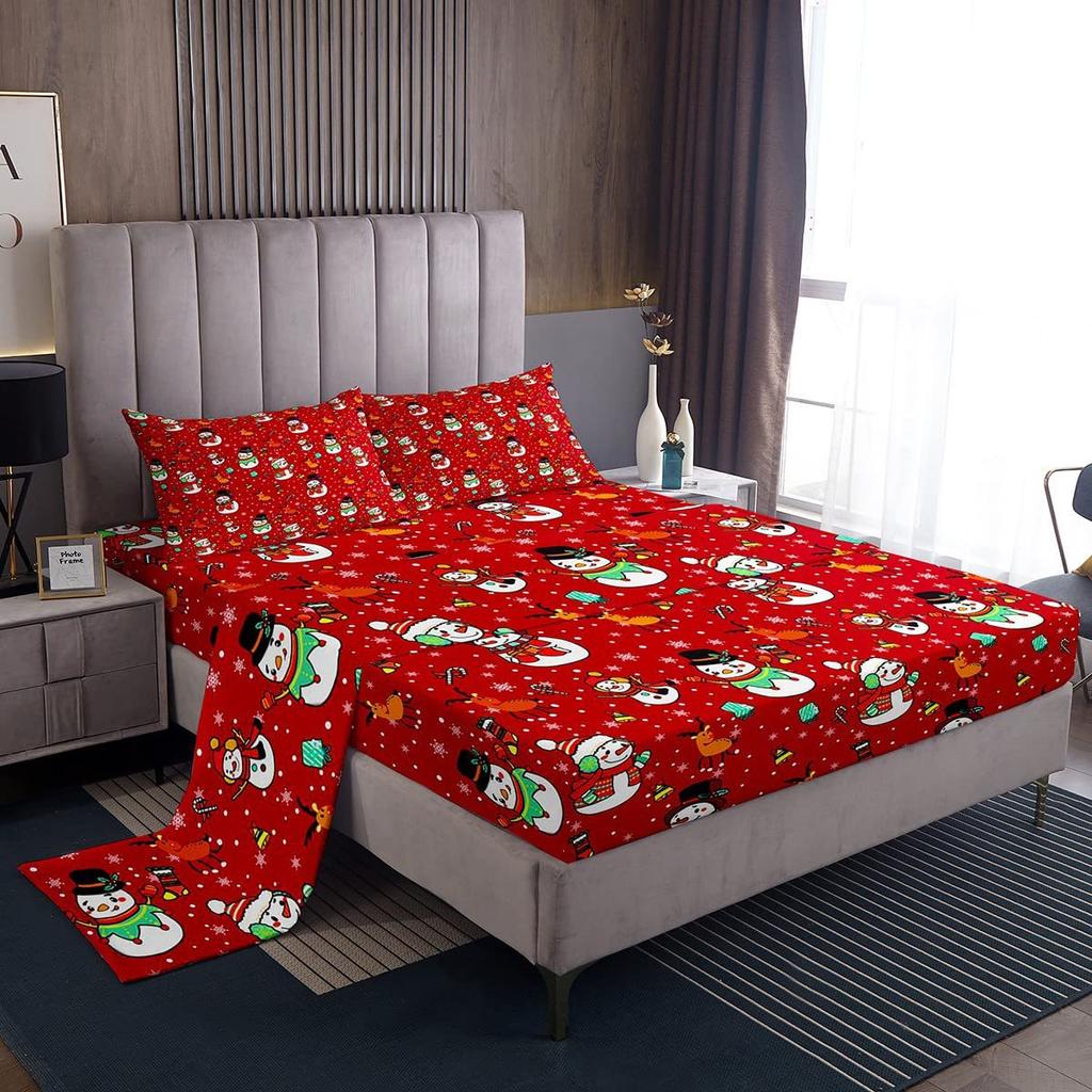 Christmas atmosphere theme pattern mattress four-piece bedding set bedroom dormitory bedding decoration
