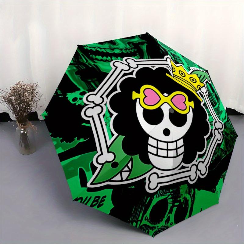 One Piece Skull Automatic Folding Umbrella, Self-Opening/ Closing, Durable Windproof Travel Umbrella for Outdoor Adventures A0826005