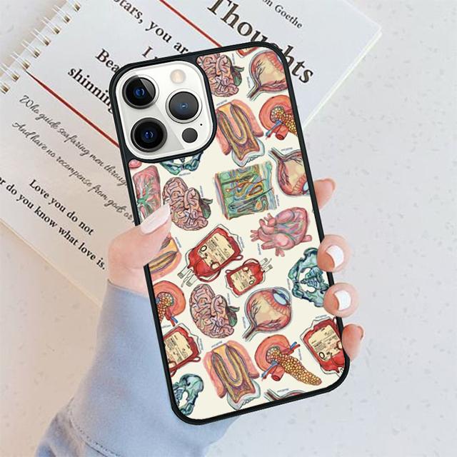 Vintage Anatomy Heart Cardiac Nurse Phone Case For iPhone 17 Air 15 16 16e 11 12 13 14 Pro Max Cover For iPhone 17 Air Max Plus