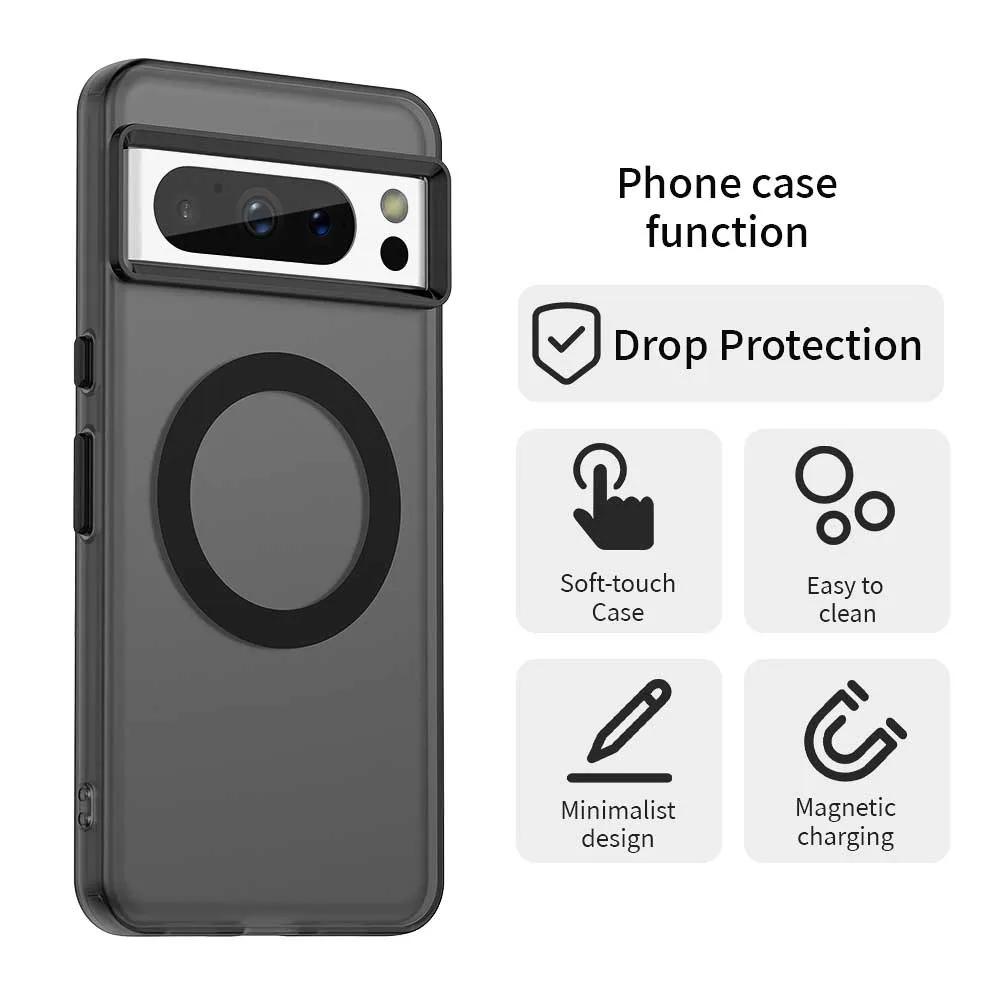 For Google Pixel 9 Pro XL 9A 8A  Matte Candy Color Clear Magnetic Cover For Google Pixel 8 Pro  For Magsafe Wireless Charge Case