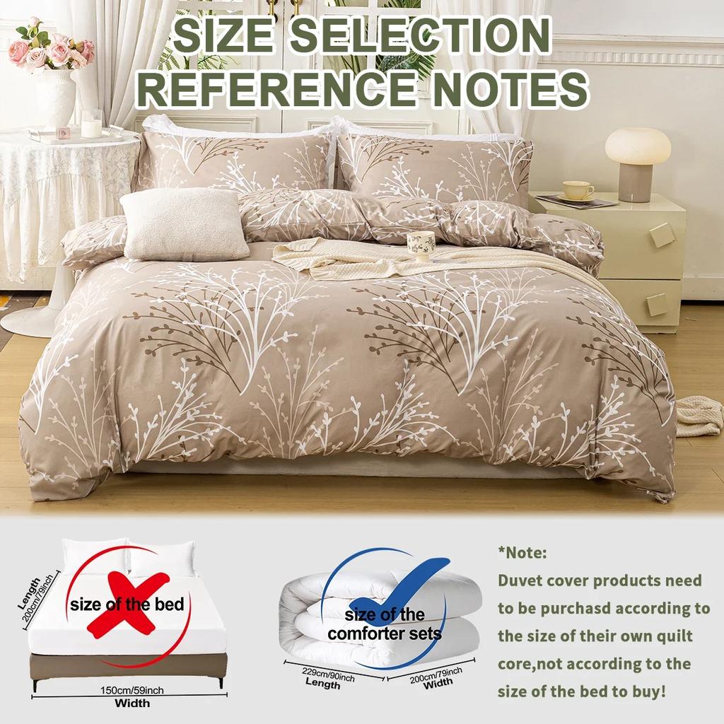 Leaf Floral Pattern Duvet Cover Set Soft And Skin-Friendly Duvet Cover Bedding Set For Hom