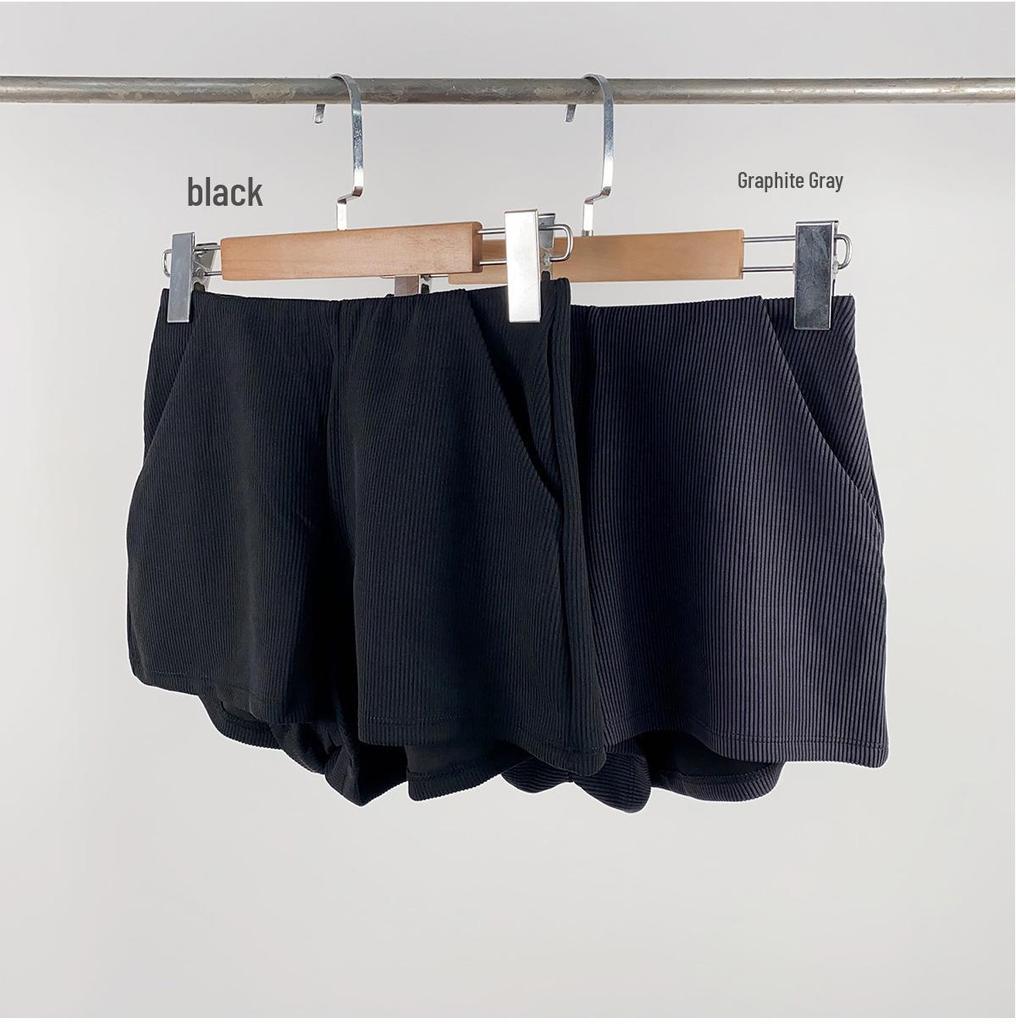 Dámské vysoce elastické žebrované jógové šortky - Prodyšné, volného střihu, zvedající boky pro běh a běžné nošení