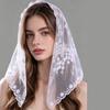 Lightweight Embroidery Edge Sheer Mesh Scarf Floral Wrap Scarf  Wedding