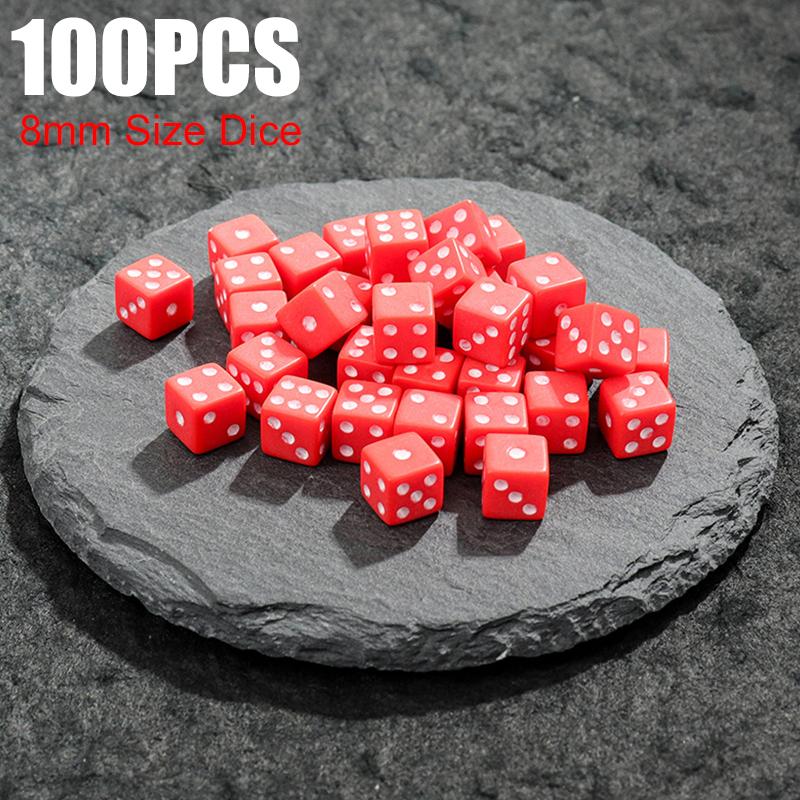 100PCS/Pack 8mm Size Acrylic Dice 5 Colors Available Standard Six Sided Colorful Dots Suitable for Bar KTV Party Game Supply ZYF