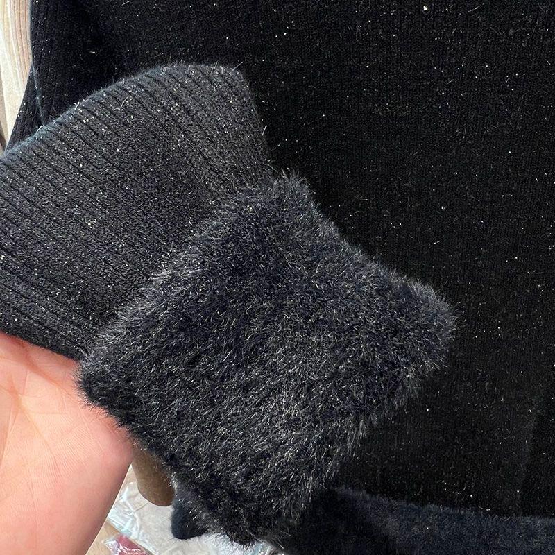 Women Solid Bright Fleece Warm Sweaters Casual Slim-fit Elegant Pullovers Half Turtleneck Long Sleeve Knitwear Jumpers