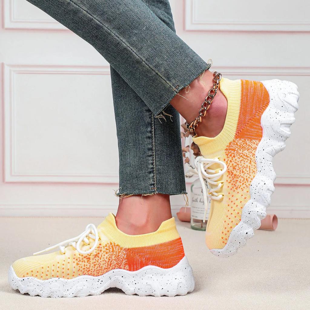 Breathable Platform Sneakers Knitted Chunky Shoes for Women Men Leisure Walking Shoes Trendy Socks Shoes Non-slip Wear-resistant