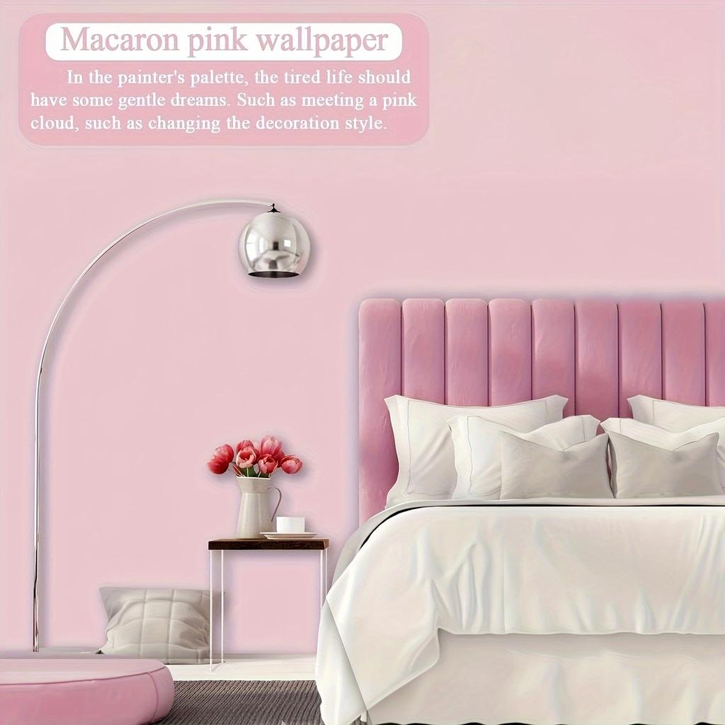 1 Roll Pink Peel and Stick Wallpaper 23.62x393.7in Self-adhesive Dormitory Furniture Renovation Wall Decoration