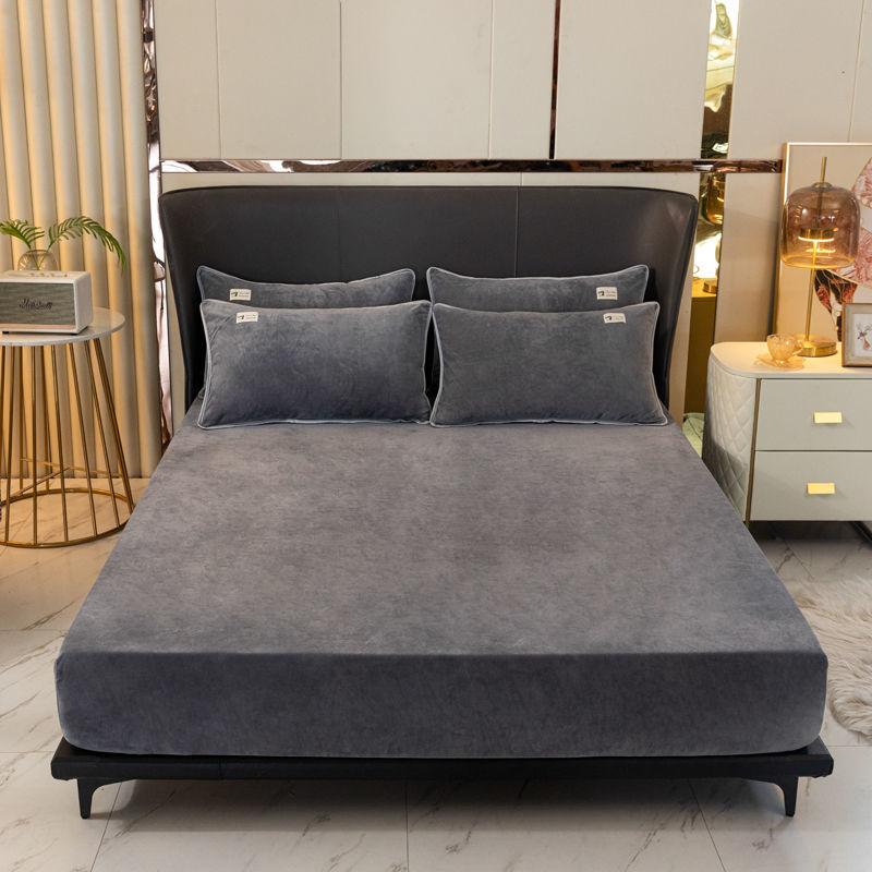 Warm Plush Fitted Sheet Elastic Mattress Cover Velvet Bed Cover Full Set Winter Soft Family Double Bed Bedding 120/150/180x200cm