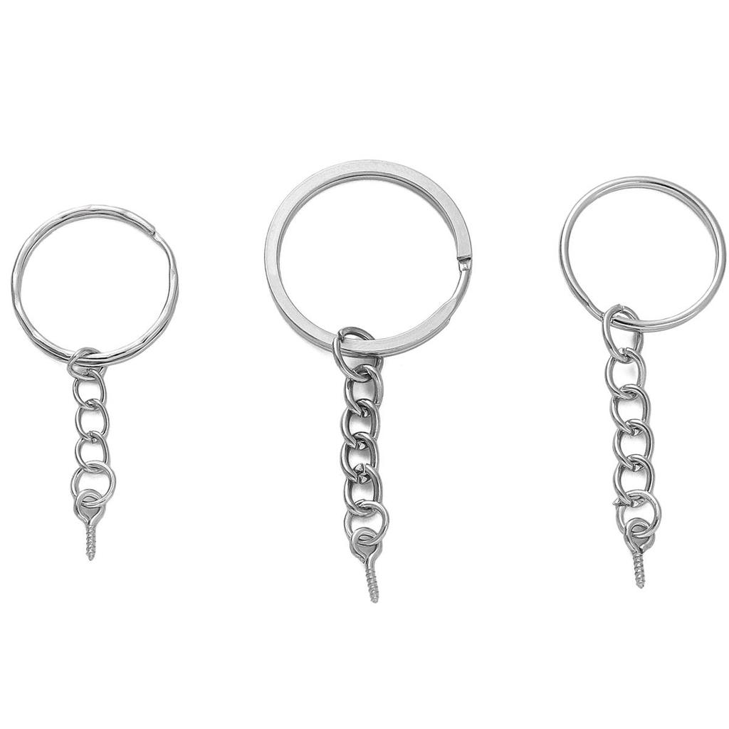 10 Stück Eisen Flacher Ring Schlüsselanhänger Hängende Schafaugenkette Schnallen Verbinder für DIY Schmuckherstellung