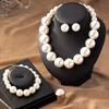 Vintage Style Necklace Bracelet Earring Ring Sets Light Luxury French Pearl Necklace Women
