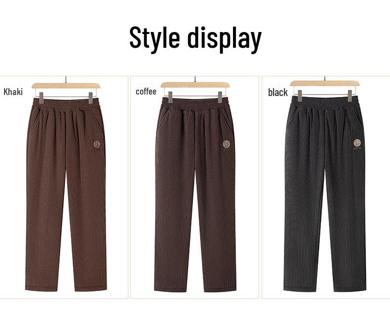 Women's Winter Plus Velvet Thickened Cotton Pants for Elderly: Warm, Loose Straight-Leg Fit for Grandma