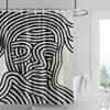 Abstract top line art waterproof shower curtain-black and white modern bathroom decorative shower curtain 180x180cm