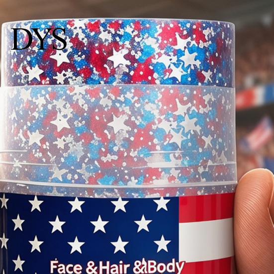 Independence Day Glitter Patriotic Red White and Blue Body Stick, 4th of July Accessories for Women Kids, Sparkling Self-adhesive For Face Hair