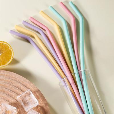 4Pcs Reusable Silicone Straws Set Easy To Clean Bend Colorful Heat-resistant Easy To Clean Food Grade Straw