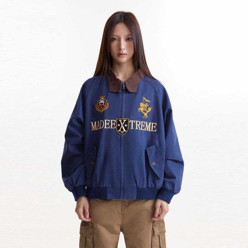 EastRogue Detroit Embroidered Jacket for Men, Autumn Retro Streetwear, Vintage Twill Cotton, Asute