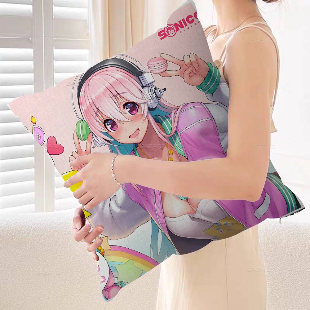 Cartoon Virtual Singer Super Sonico Pillow Gift Home Office Decoration Bedroom Sofa Car Cushion Cover case x