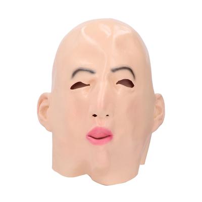 Full Head Human Lady Latex Face Lifelike Eye Holes Realistic Latex Female Face for Cosplay Party