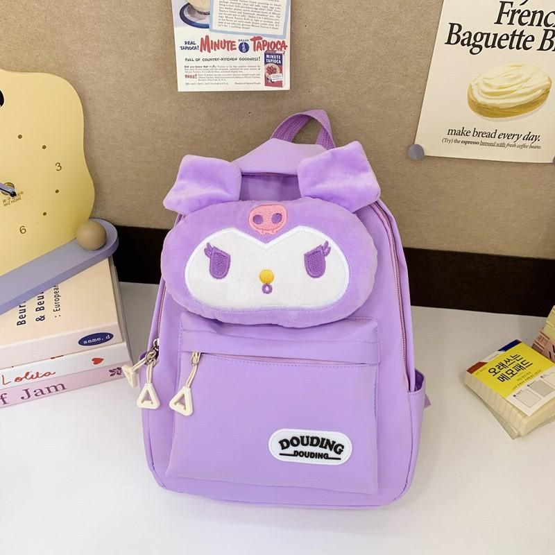 Kuromi Hello Kitty Melody Cinnamoroll Plush Toy Kids Backpack With Breathable Nylon For Kindergarten Children
