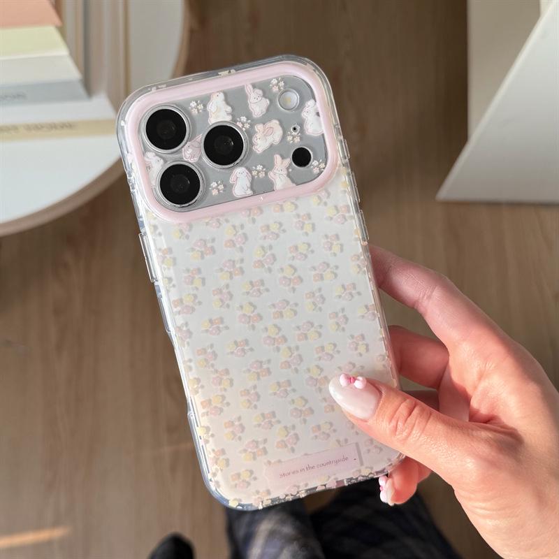 

Korean Style Colorful Floral Rabbit Chain Phone Case for iPhone 17/16 Pro Max/15 iPhone 17 Pro Max