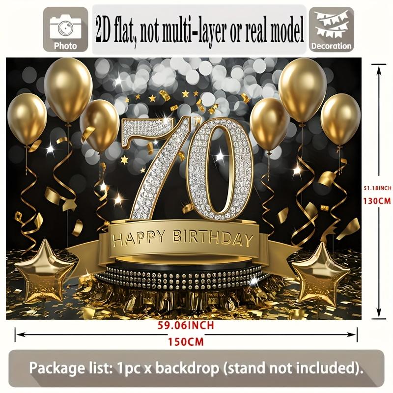 2D flat banner, 1 piece, background decoration photo props for 70th birthday party, polyester banner decoration
