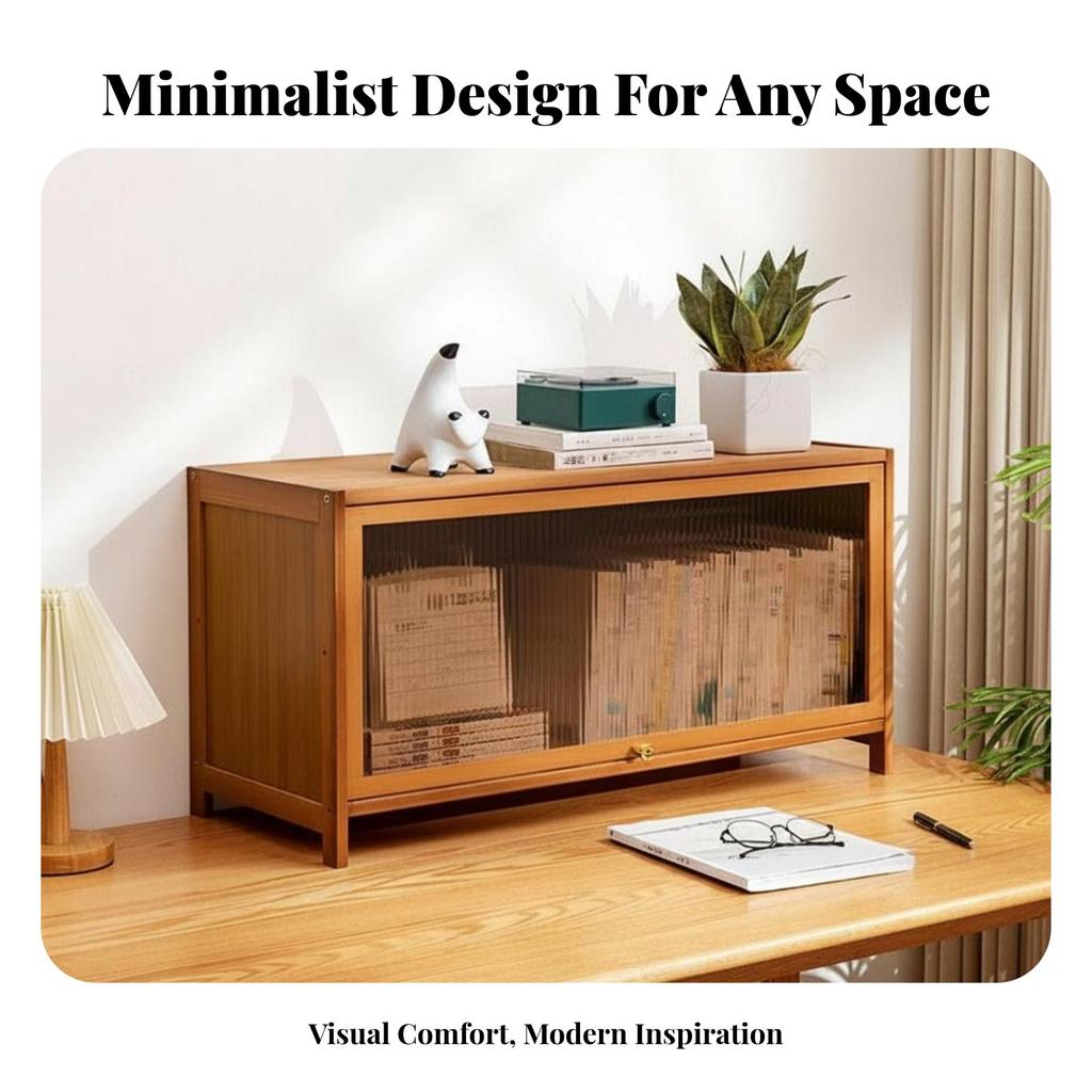 Multi-Tier Storage Organizer Large Capacity Fluted Door Display Cabinet Flip-Up Door Storage Unit Versatile Design