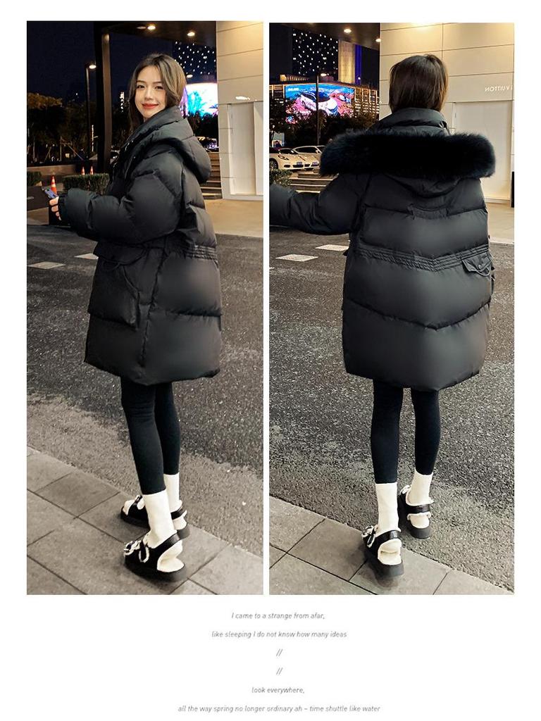 2026 Korean Style Oversized Winter Down Jacket for Plus Size Girls: Slimming Design with Fur Collar, Mid-Length, Fits up to 200 Jin.