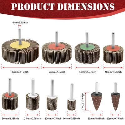 20PCS Sanding Flap Set with 6mm Shank Grinding Wheel Head Sander Abrasive Tools Sandpaper Rust Removal for Dremel Rotary Tools