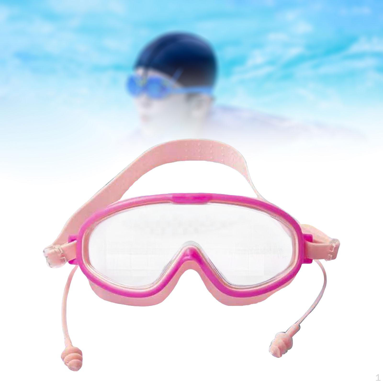 

Kids Swimming Goggles Anti Fog Accessories with Earplugs Swim Glasses Pink