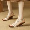 Fashion 2025 Fashion Gold Beige Women Sandals Strange Style Heels Party Wedding Shoes Woman Thin Band Prom Pumps Summer Sandals Shoes
