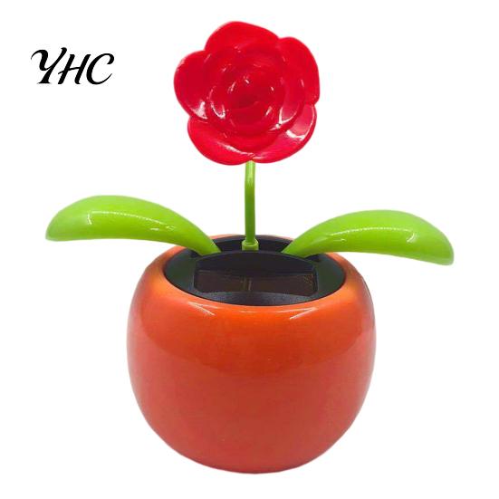 Car Dashboard Ornament Funny Solar Powered Cartoon Vibrant Ornamental Decoration Gifts Automobile Dancing Flower Swinging Toy for Friend