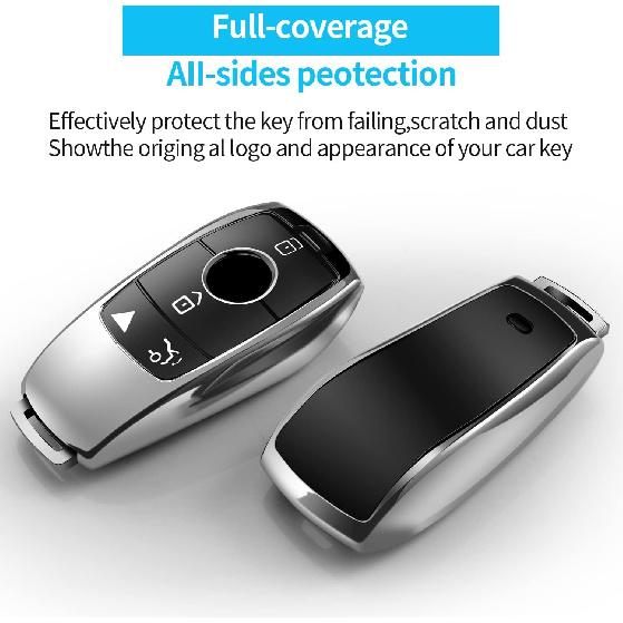 Autophone Compatible With Mercedes Benz Key Fob Cover With Keychain,Soft TPU 360 Degree Protection Key Shell Case For 2017- E-Class 2018- S-Class -
