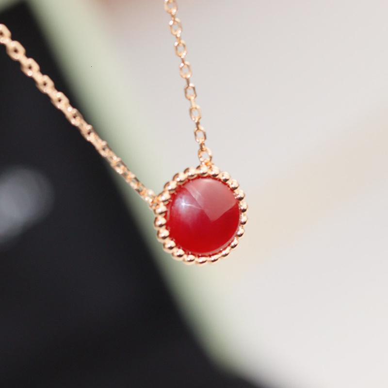 Top Brand Pure 925 Sterling Silver Jewelry For Women Green Beads Pendants Carnelian Necklace Pink Gold Luxcy Malachite Charms