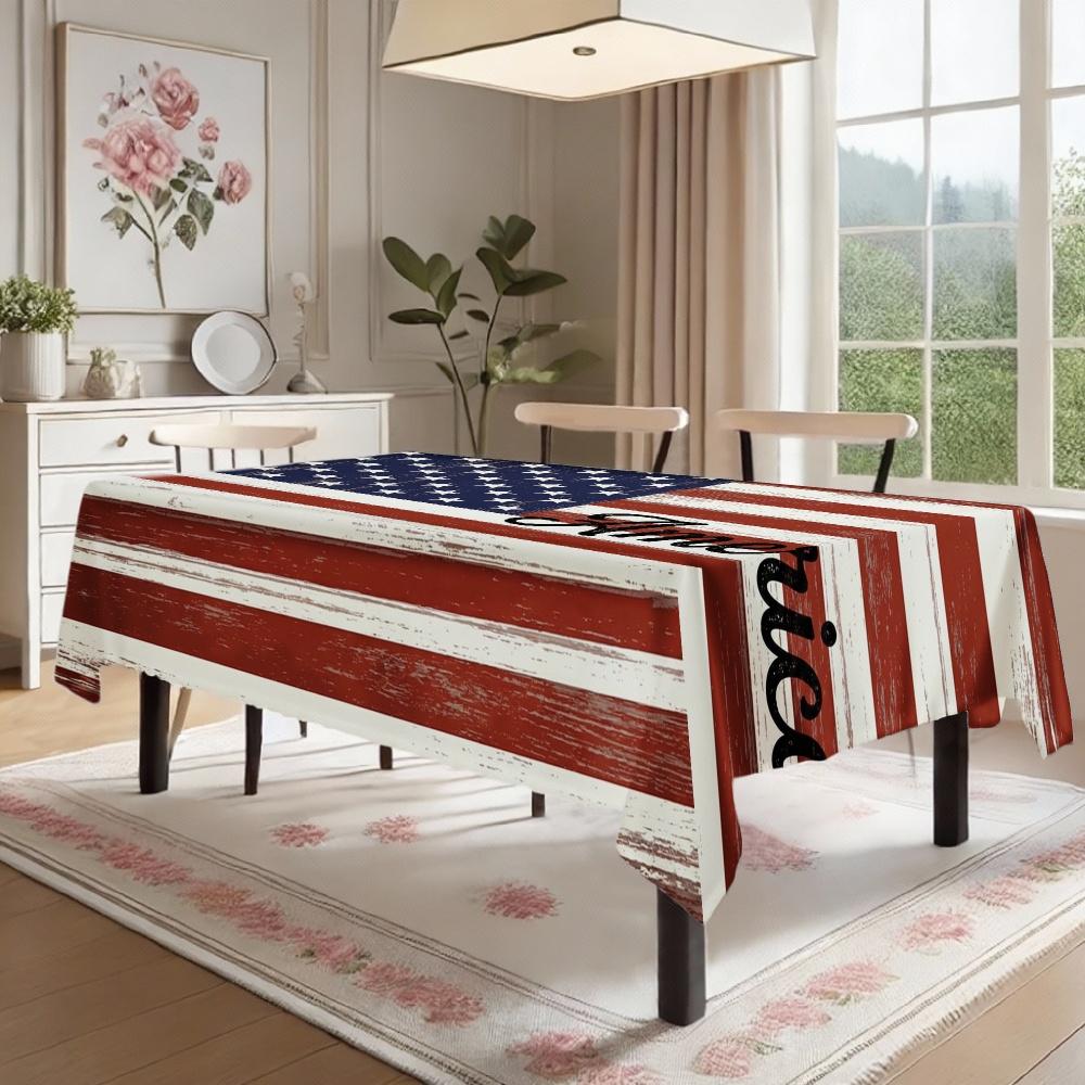 American Flag Rectangle Tablecloth for Table Decor Holiday Party Waterproof Reusable Table Cloth for Table Kitchen Dining Patio
