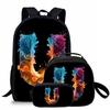 3 Pcs Set Letter Round Lunch Bags ,Pencil Bags ,School Bags For Boy/Girls Best Gifts 2D Flat Cartoon Backpack For Children