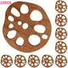 5/10pcs Elegant Lotus Root Design Coasters Heat-Resistant Natural Brown Wooden Surface for Hot Drinks Kitchen Dining Table Decor