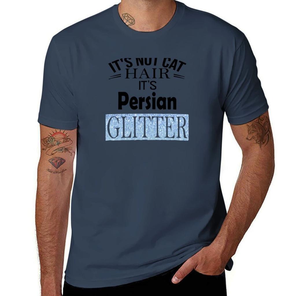 Its Not Cat Hair Its Persian Cat Glitter T-Shirt Man T Shirt Cotton Mens Graphic T Shirts T-Shirt