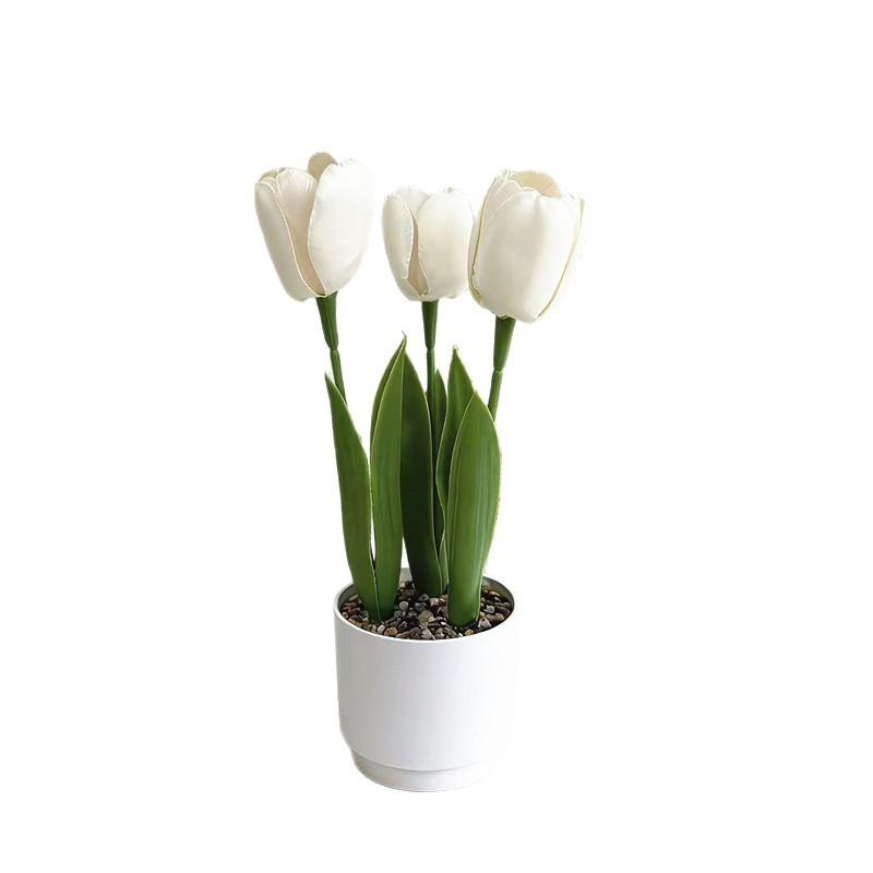 Tulip Flower Arrangement With Plastic And Fabric For Wedding Decor And Home Styling
